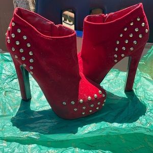 Boot cut suede high heels